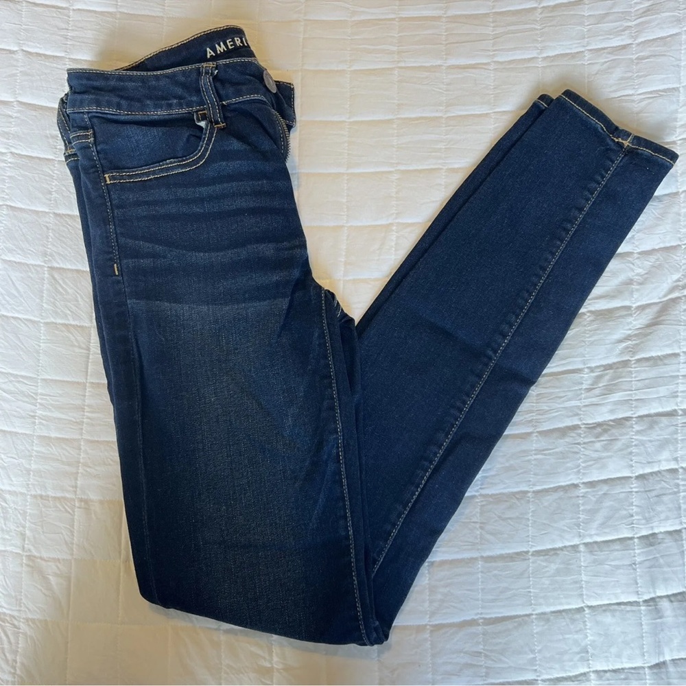 American Eagle Ne(x)t Level Stretch Hi Rise Jegging Womens Sz 6 XLONG Dark WasH